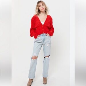 For Love And Lemons Francois V Neck Pointelle Sweater